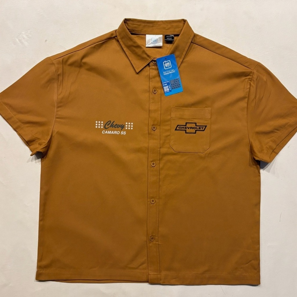 GM Chevy Camaro SS Short Sleeve Graphic Print Button Work Shirt.Official product